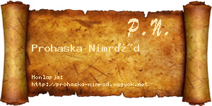 Prohaska Nimród névjegykártya